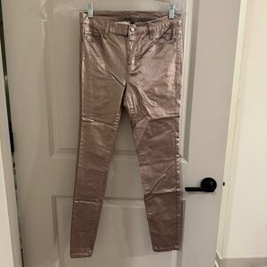 New York & Company Metallic Rose Super Skinny Jeans